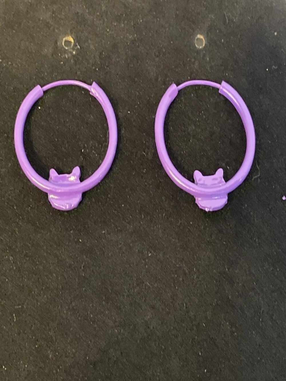 Purple Cat Hoop Earrings Enamel Kitten Kitty Animal Silhouette Jewelry Gift - Picture 4 of 7